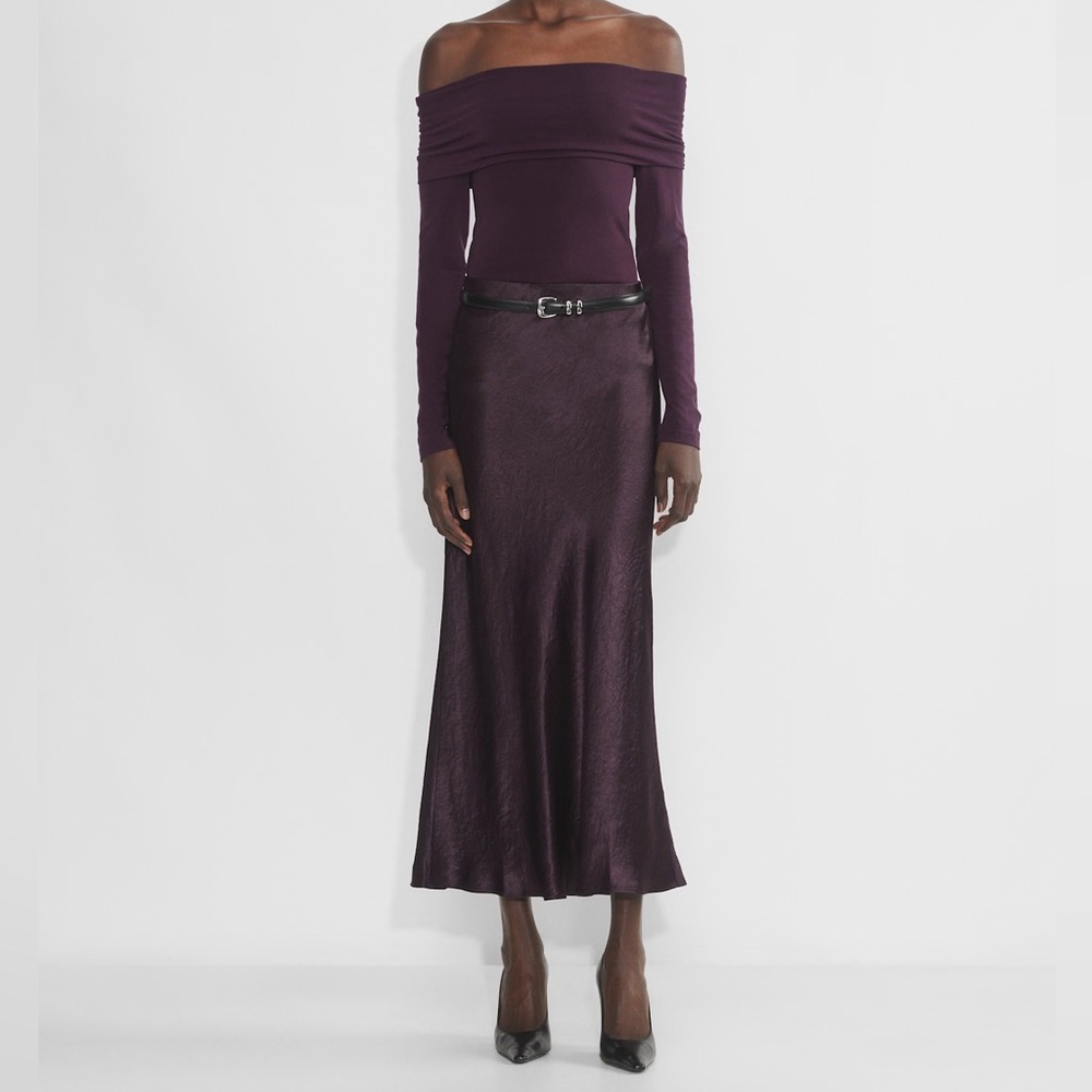 NWT Babaton Slip Satin Maxi Skirt‎ in Noble Purple Size 00